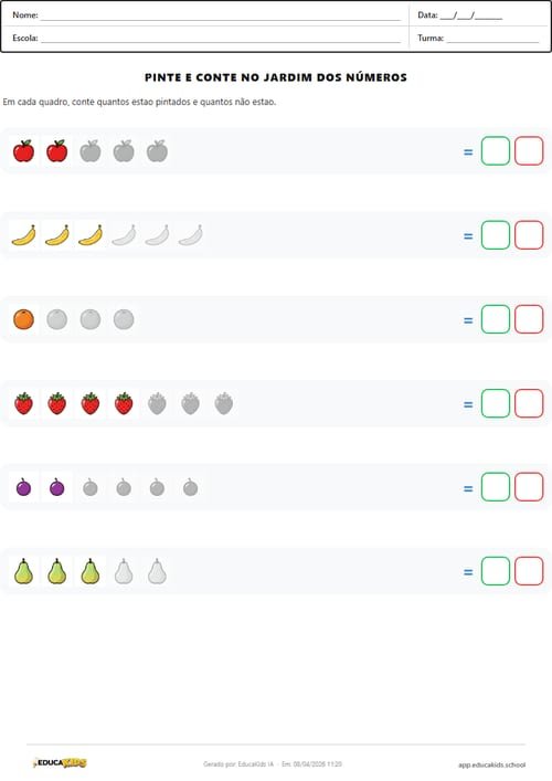 Atividade de matemática - Contagem e Colorir