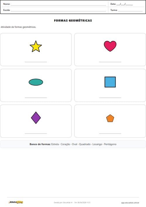 Atividade de matemática - Formas Geométricas