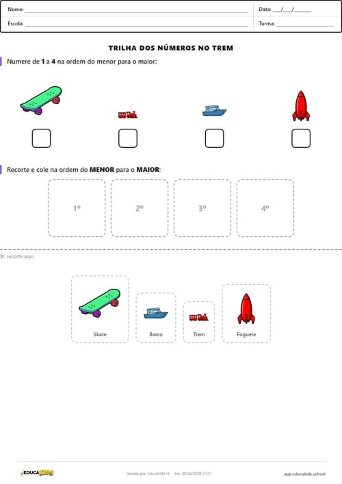 Atividade de matemática - Ordenação