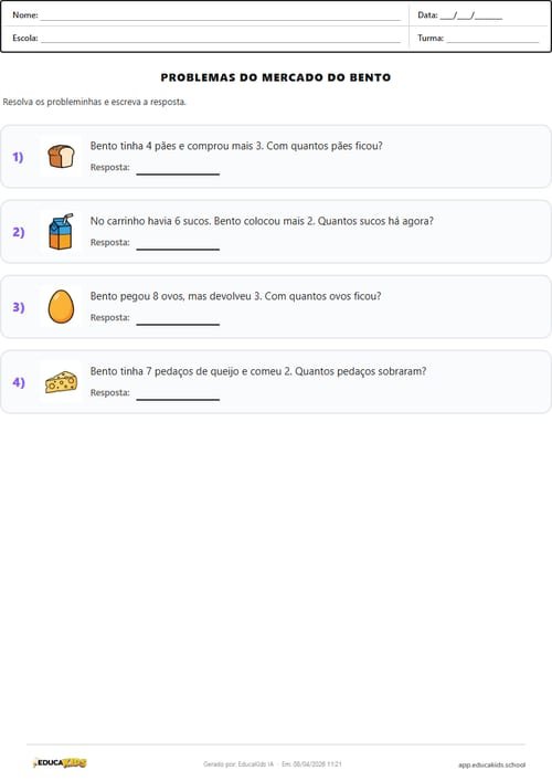 Atividade de matemática - Situações-Problema