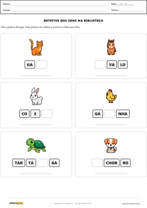 Completar palavra - atividades educacao infantil