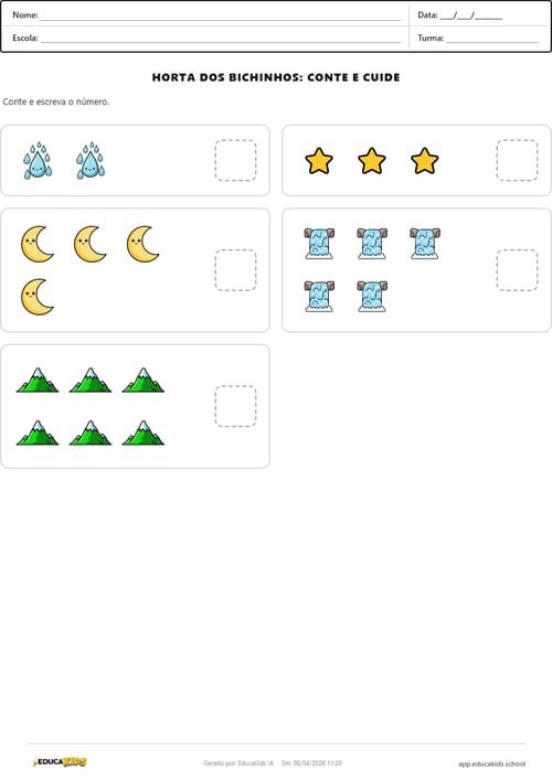 Atividade de contagem - atividades educacao infantil