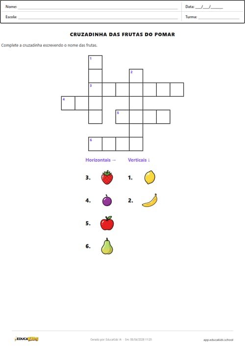 Cruzadinha - atividades educacao infantil