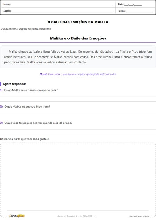 Historinha ilustrada - atividades educacao infantil