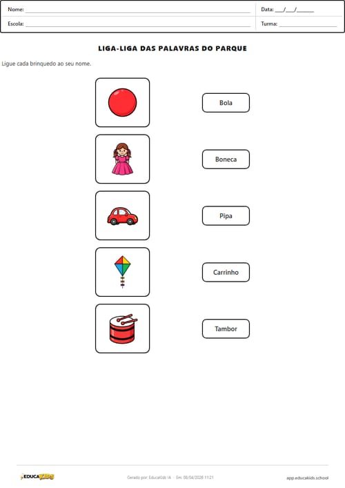 Atividade de ligar - atividades educacao infantil